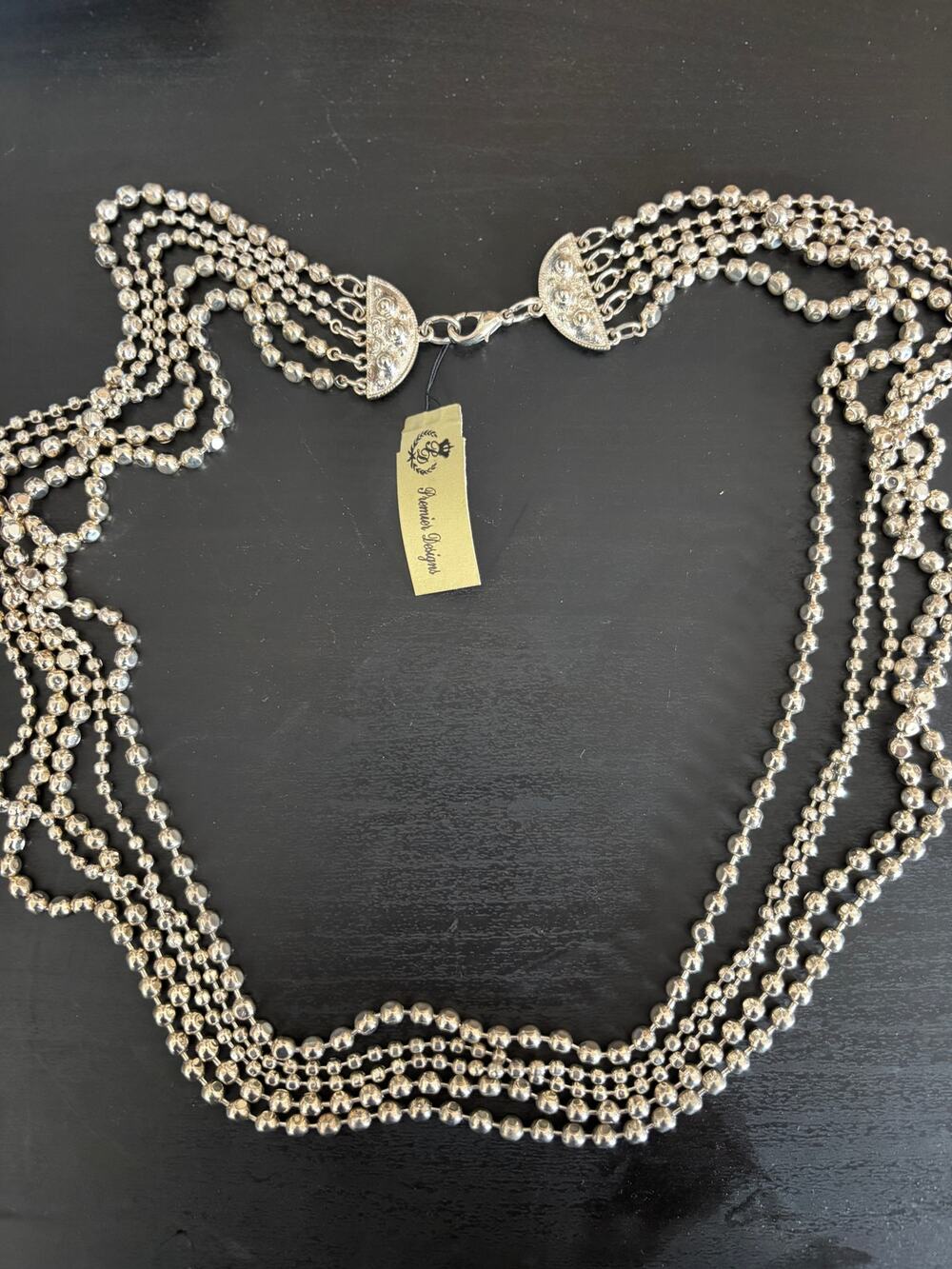 Premier Design Rain Multi Strand Silver Tone Chain Necklace 5 Layered Clasp New